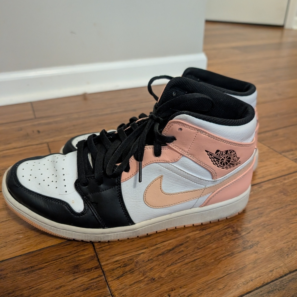 Nike Air Jordan 1 Mid Black White Pink Sneakers